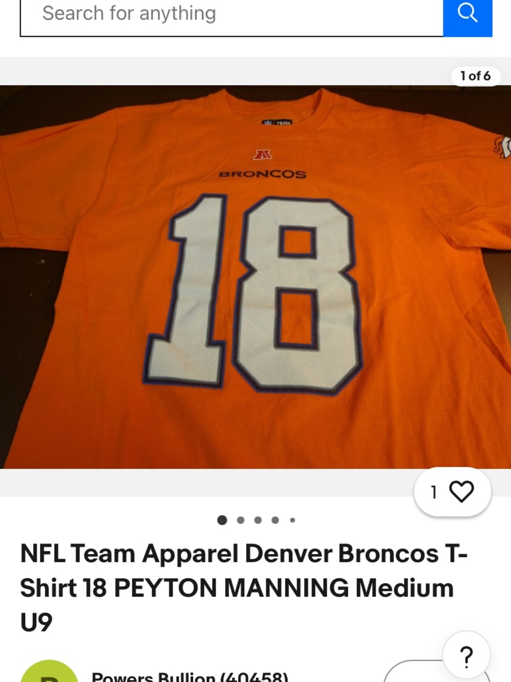 NFL Denver Broncos Orange #18 Jersey Tee - Picture 2 of 2